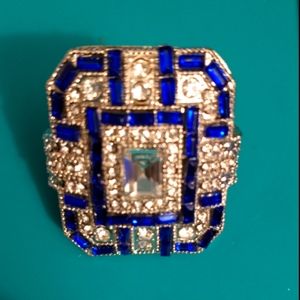 Blue gem and crystal ring